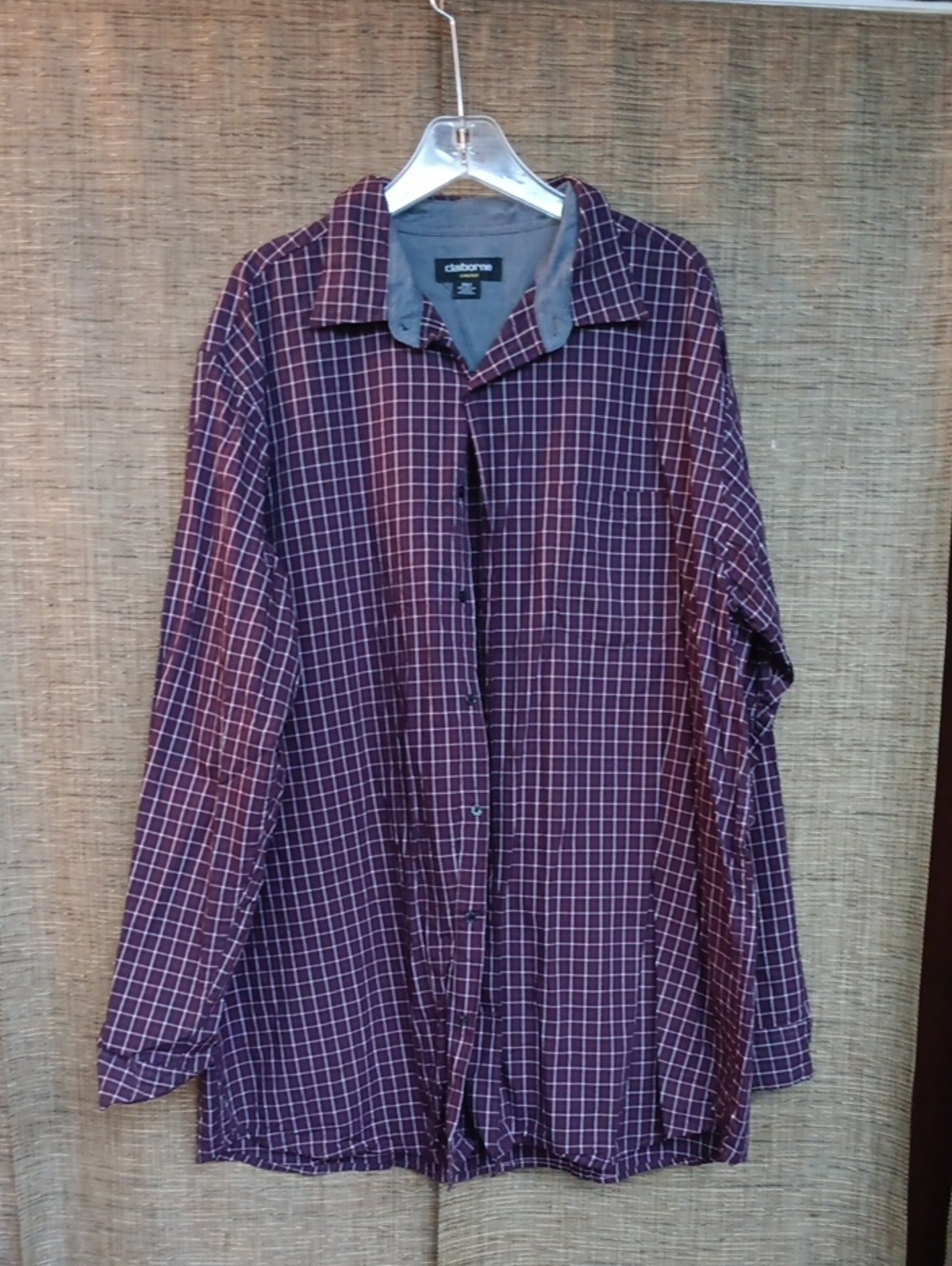Claiborne Men's Purple Windowpane Button-Down Shirt